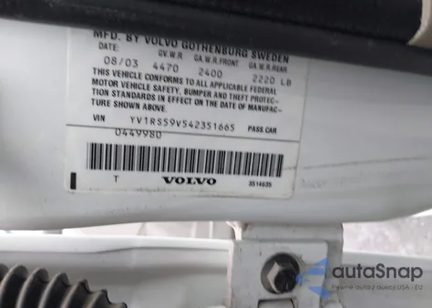 2004 Volvo S60 2.5T from USA, damaged, VIN YV1RS59V542351665